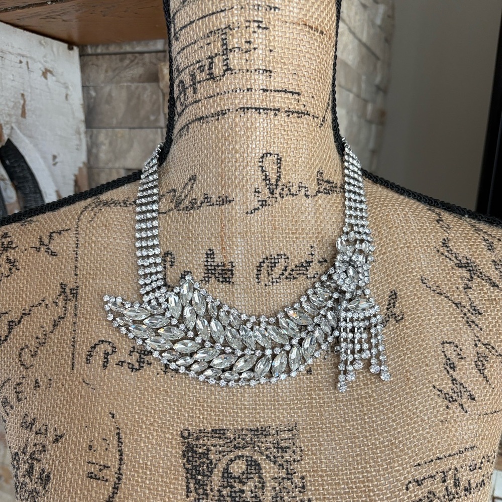Banana Republic rhinestone statement necklace bib necklace vintage inspired